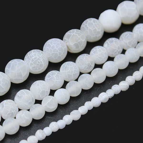 White Weathered Agate Beads, 4/6/8/10/12mm, Dyed, 1 Strand, MBGEAGA048