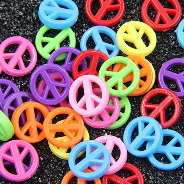 Peace Ring Solid Color Acrylic Beads, 500g, MBAC1082