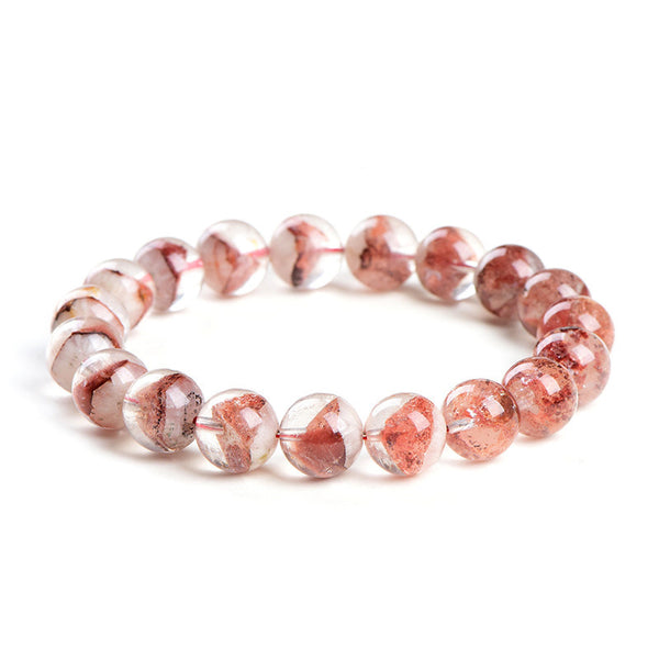 Bracelet en quartz rouge fantôme naturel en forme de pyramide, 7/8/9/10/11mm