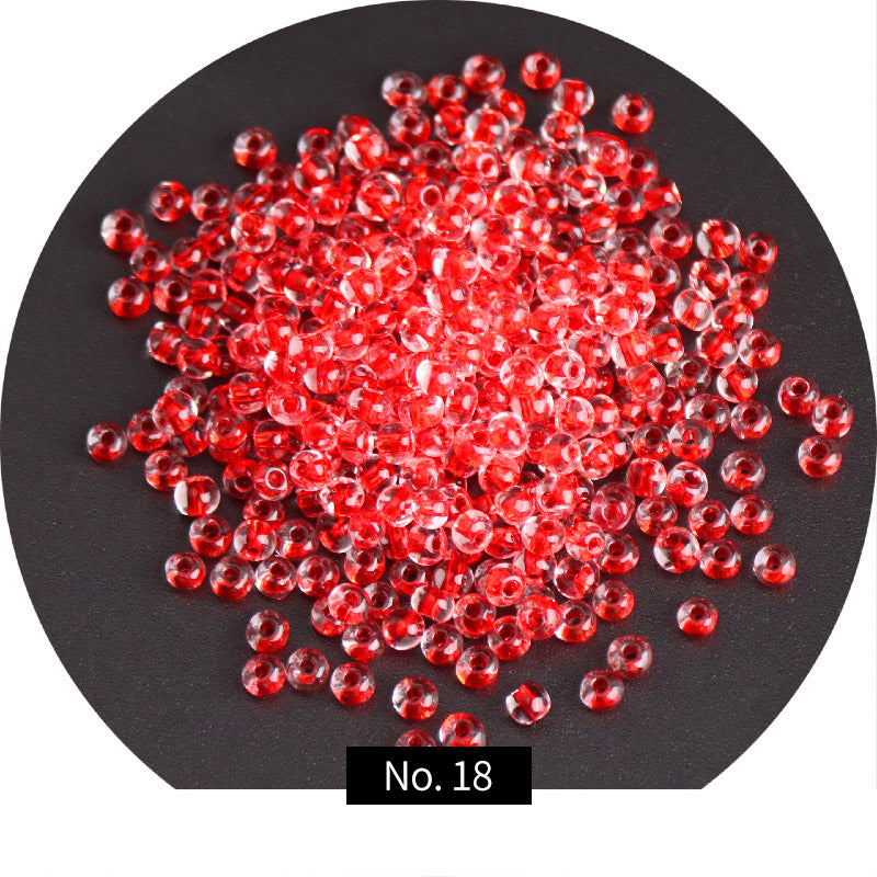 Perlas de semilla de vidrio con núcleo de color transparente de 2/3 mm, 10 g, MBSE1020