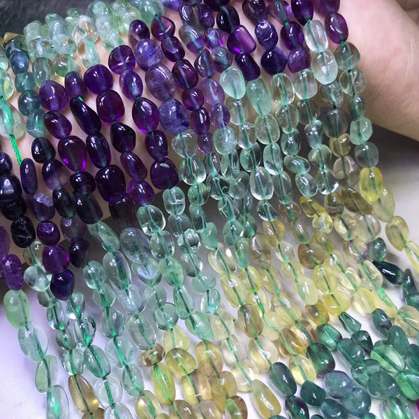 Natural Fluorite Chip Beads, Natural Color, Approximately 8mm, 1 Strand, MBGEFLU017