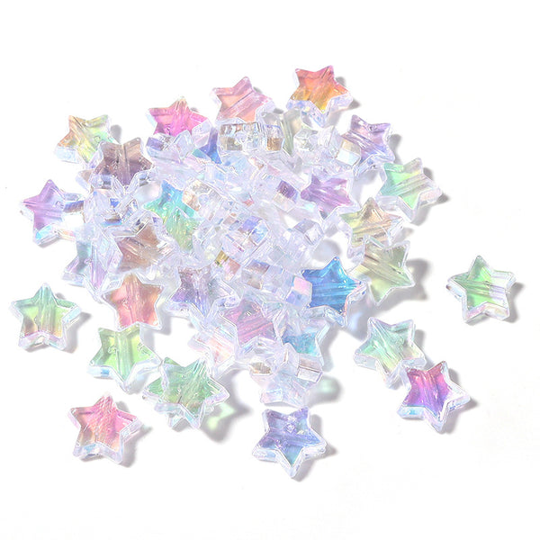 Star Transparent Plated Colorful Acrylic Beads, 500g, MBAC6021