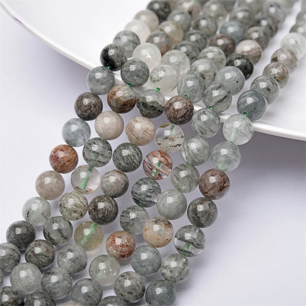 Natural Layered Phantom Quartz Beads, 8mm, 1 Strand, MBGEPHQ006