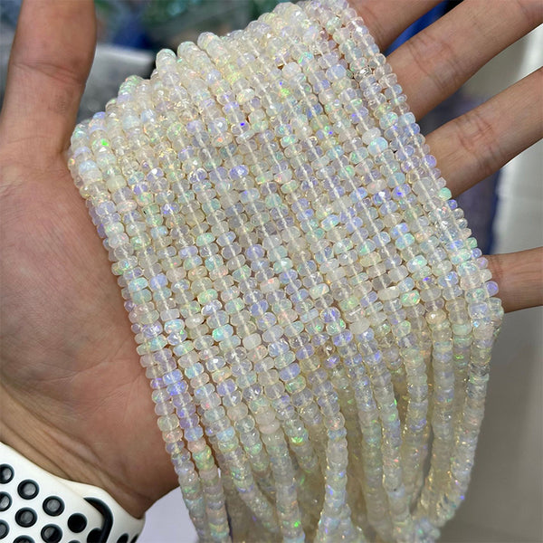Natural Ethiopian Opal Faceted Spacer Beads, Natural Color, 1 Strand, MBGEOPA006