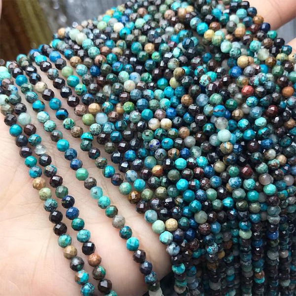 Natural Faceted Azurite Beads, Natural Color, 3.5mm, 1 Strand, MBGEAZU006