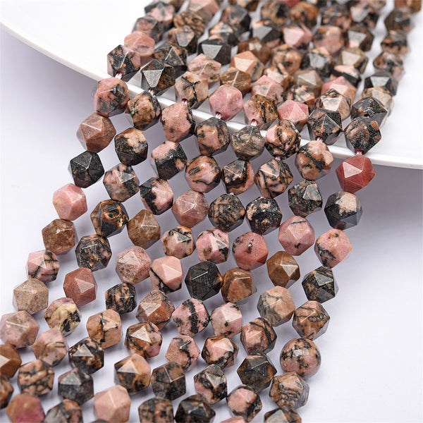 Natural Faceted Rhodonite Beads, Natural Color, 8mm, 1 Strand, MBGERHO011