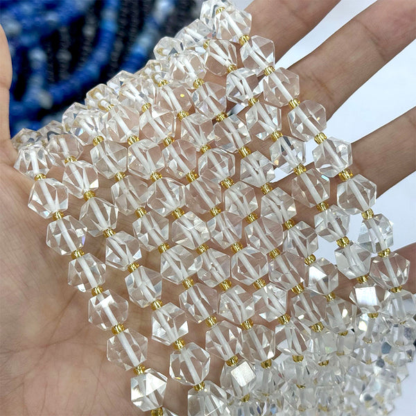 Natural Faceted Rock Crystal Beads, 8mm, 1 Strand, MBGEROC013