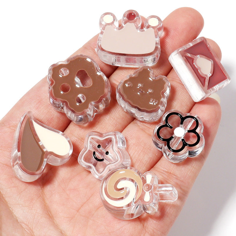 10pieces, Brown Theme Cartoon Patterned Acrylic Beads, MBAC3016