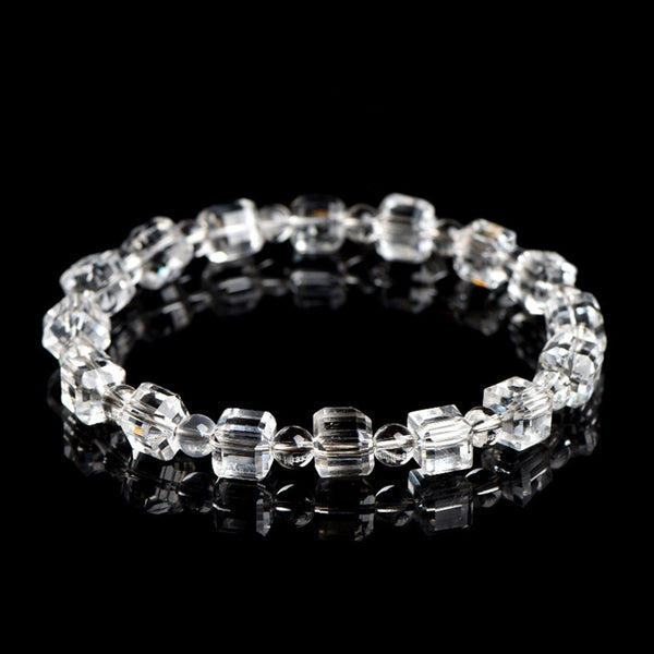 Bracelet en quartz clair naturel en cubes de sucre, 7/9/11mm