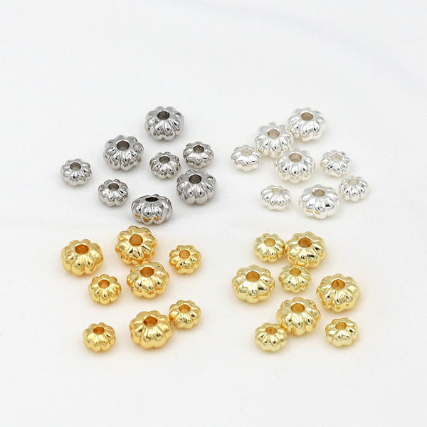 Flat Pumpkin-Shaped Brass Spacer Beads, 6/8mm, 20pieces, MFSP1045