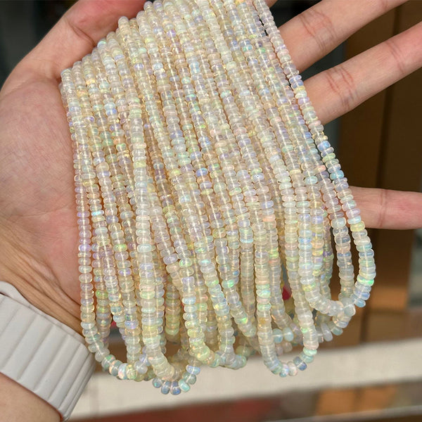 Natural Ethiopian Light Yellow Opal Irregular Small Rondelle Beads, Natural Color, 3.5-5.5/4.5-5mm, 1 Strand, MBGEOPA001