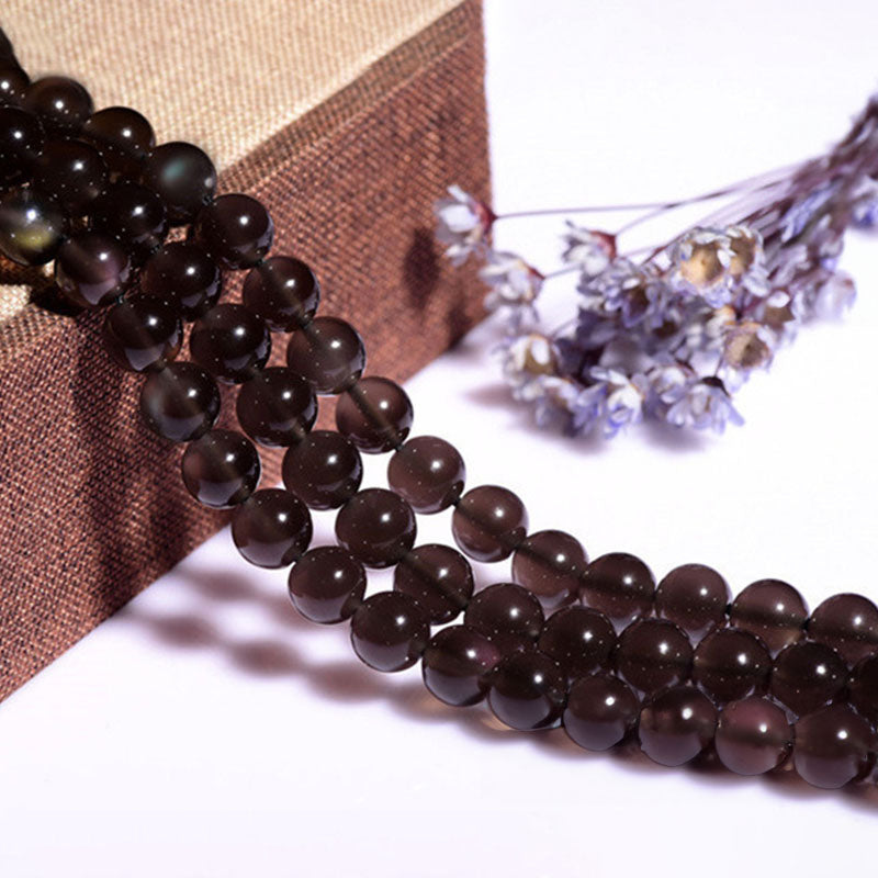 Natural Dark Brown Obsidian Beads, 4-12mm, 1 Strand, MBNM0403