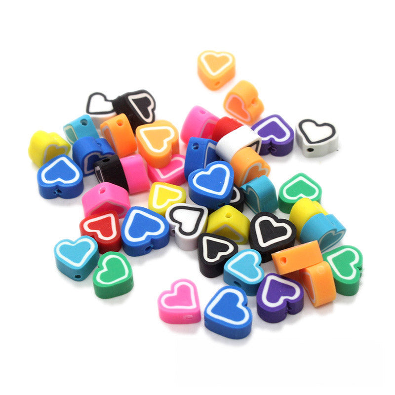 10mm Heart Shaped Polymer Clay Beads, MBCL036