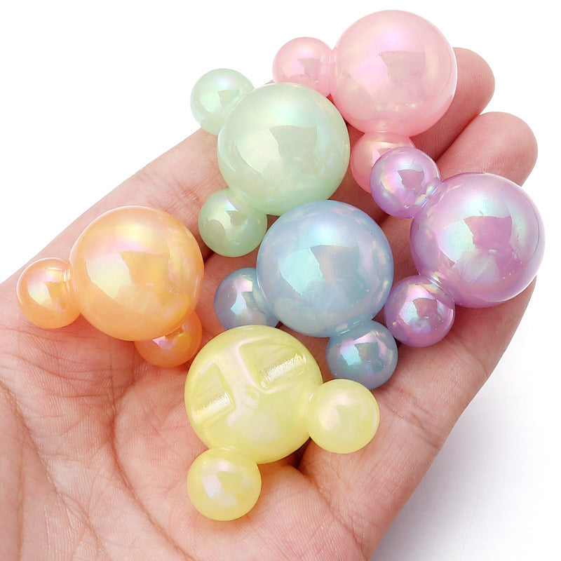 5 Pieces, Spherical Plated Colorful Acrylic Beads, MBAC6059