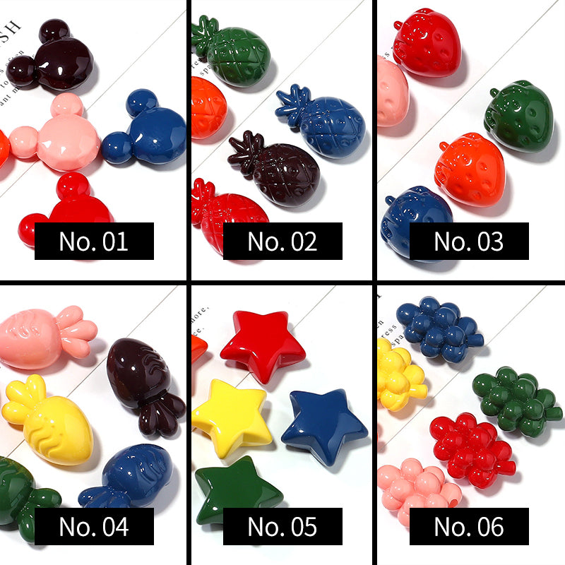 10 piezas, cuentas acrílicas de color sólido de frutas, MBAC1114
