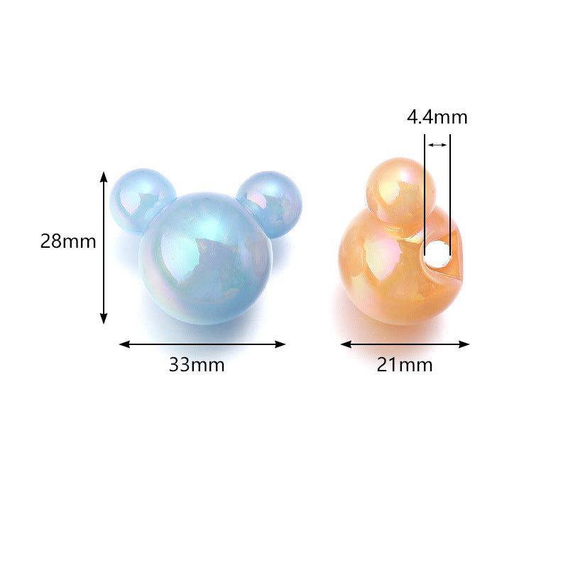 5 Pieces, Spherical Plated Colorful Acrylic Beads, MBAC6059