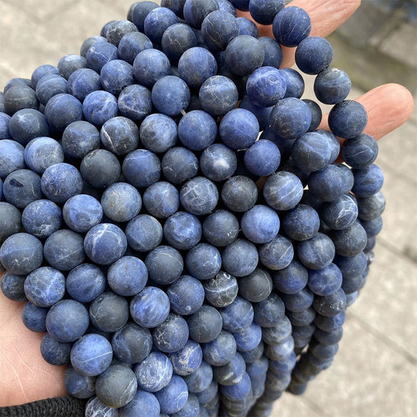 Natural Matte Sodalite Beads, Natural Color, 4/6/12mm, 1 Strand, MBGESOD004