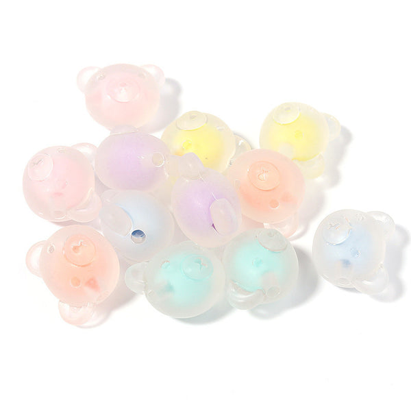 Bear Frosted Acrylic Bead With Inner Bead, 100g/500g, MBAC7007