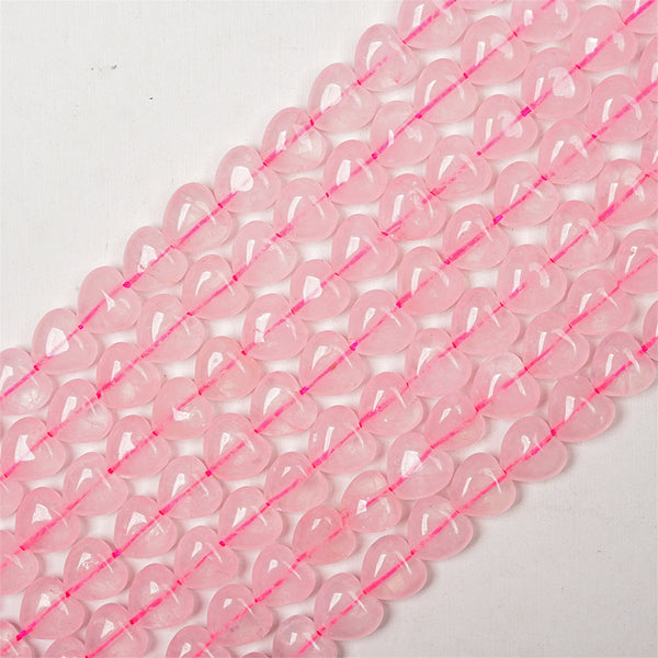 Natural Heart-Shaped Rose Quartz Beads, 10mm, 1 Strand, MBGEROQ003