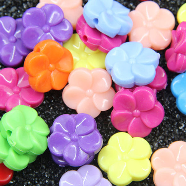 Flower Solid Color Acrylic Beads, 500g, MBAC1098