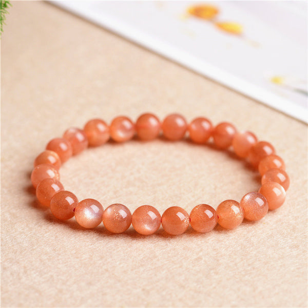 Natural Orange Moonstone Bracelet, 7/9/10/11mm