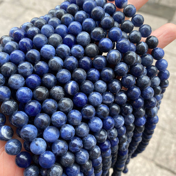 Natural Sodalite Beads, Natural Color, 4/6/8/12mm, 1 Strand, MBGESOD001