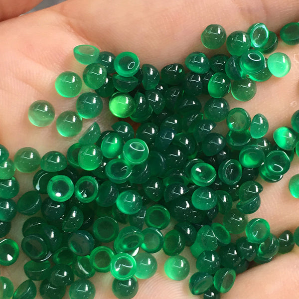 Natural Green Agate Round Cabochons, Dyed, AAA Grade, 1 Piece, MFCA2901