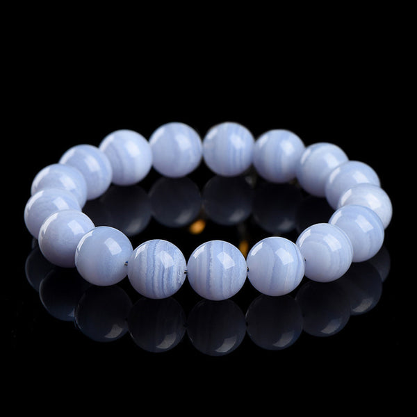 Bracelet en agate bleue naturelle, 7/8/9/10/11/12/13mm