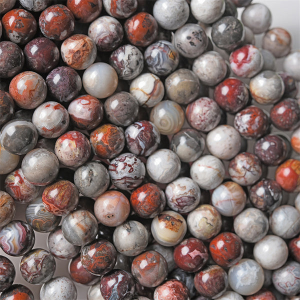 Perles d'agate Crazy Lace mexicaines naturelles, 6/8/10mm, 1 fil