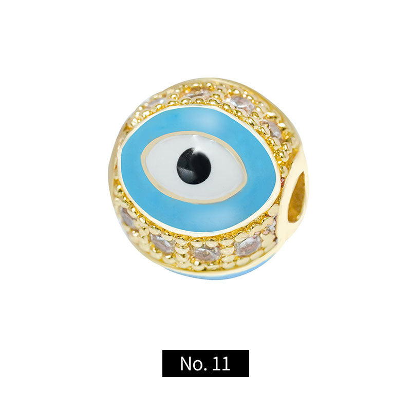 Devil Eye, Brass Beads With Inlaid Cubic Zirconia, 1Piece, MBME1022