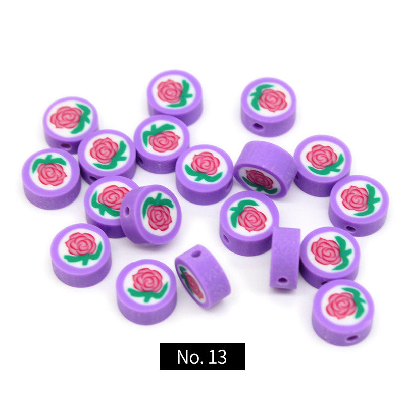 10mm Rose Pattern Polymer Clay Beads, MBCL034, No.1-14