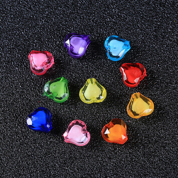 Heart-shaped Transparent Acrylic Bead With Inner Bead, 500g, MBAC2029