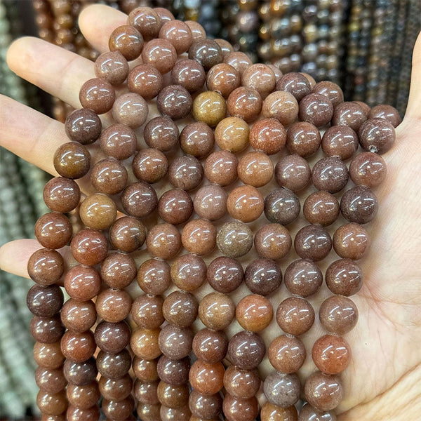 Natural Brown Aventurine Beads, Natural Color, 6/8/10mm, 1 Strand, MBGEAVE005