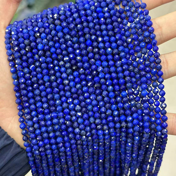 5A Natural Faceted Lapis Lazuli Small Beads, Natural Color, 2/3/4mm, 1 Strand, MBGELAP003