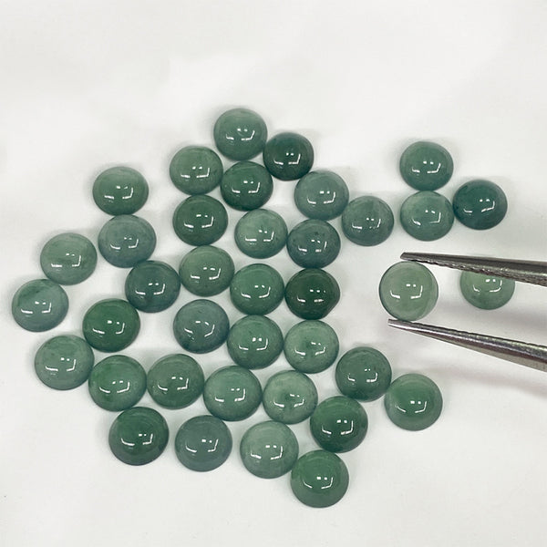 Natural Jadeite Round Cabochons, Natural Color, 1 Piece, MFCA0901