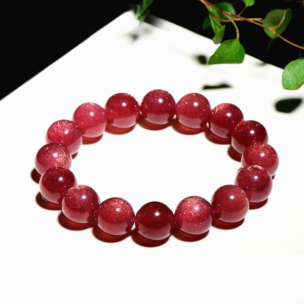 Bracelet en quartz cerise fraise starlight naturel, 8/10/12mm