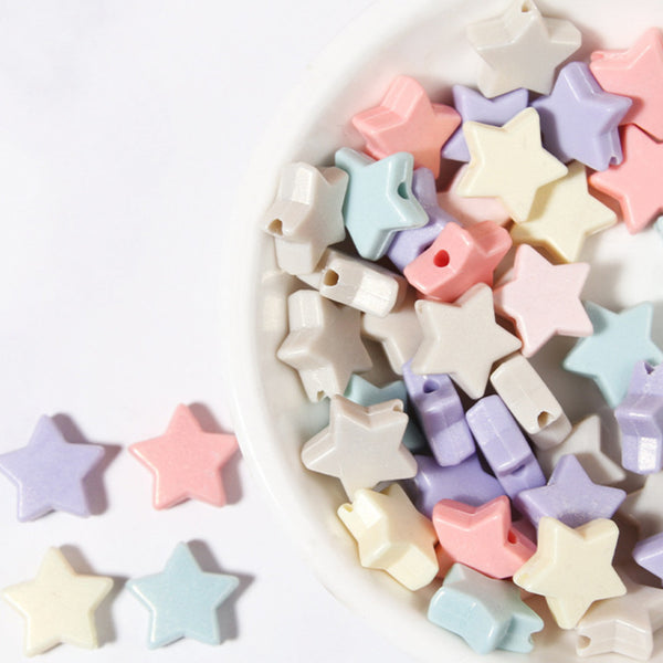 Star-shaped Solid Color Acrylic Beads, 500g, MBAC1063