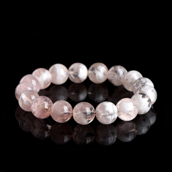 7A, Natural Light Pink Snowflake Crystal Bracelet, 7/8/10/11/12/13/14/15/16mm