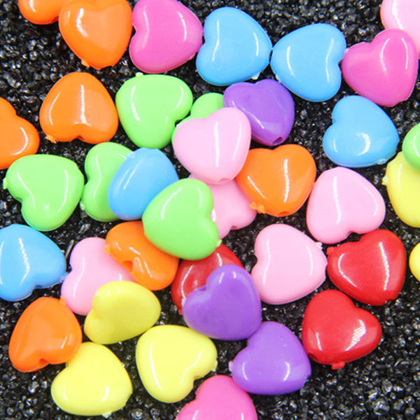 Heart-shaped Solid Color Acrylic Beads, 500g, MBAC1095