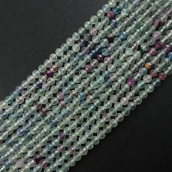 Natural Faceted Fluorite Beads, Natural Color, 6mm, 1 Strand, MBGEFLU007