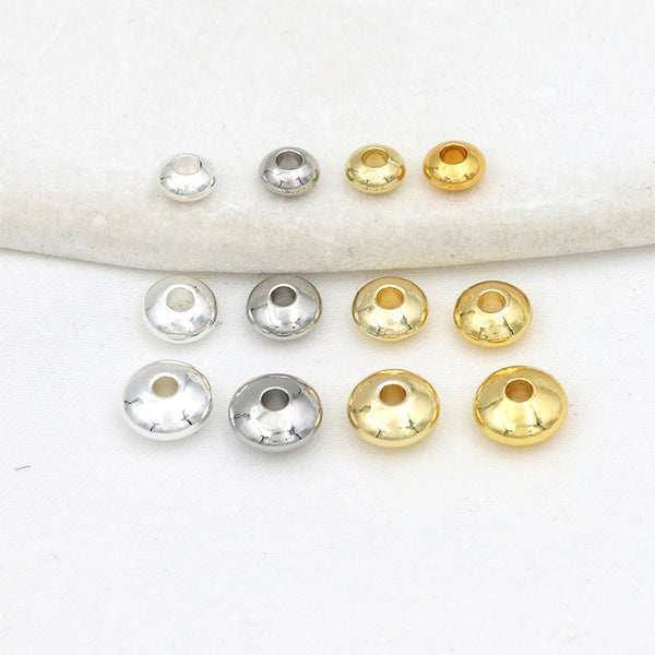 Flat Round Metal Spacer Beads, 4*2mm/5*2.5mm/6*3mm, 100pieces, MFSP1046