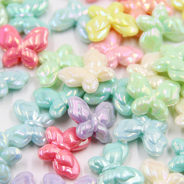 Butterfly Plated Colorful Acrylic Beads, 500g, MBAC6046