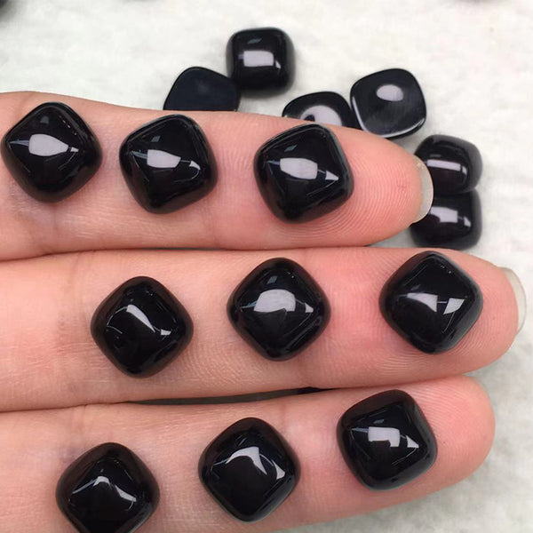 Natural Black Agate Cushion Cabochons, Dyed, AAA Grade, 1 Piece, MFCA2803