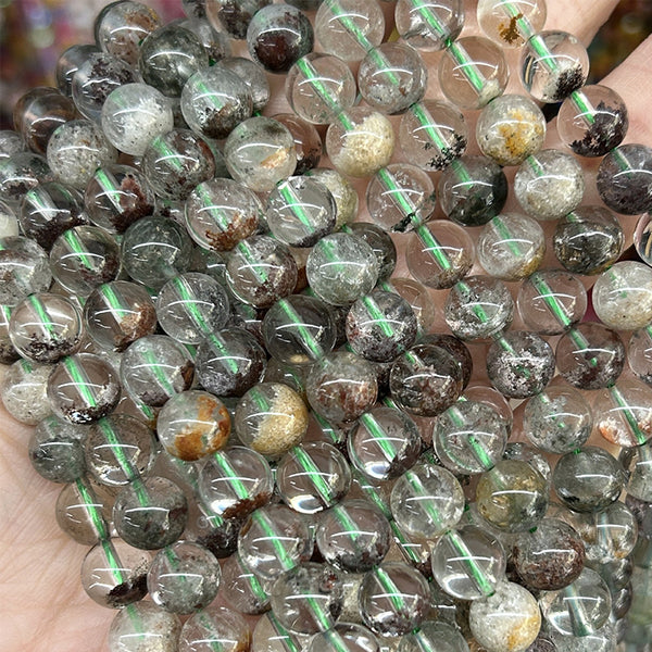 Natural Green Phantom Quartz Beads, 4/6/8/10mm, 1 Strand, MBGEPHQ004