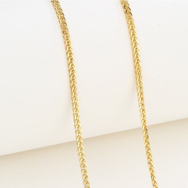 925 Sterling Silver Wheat Chain Necklace, Gold Color, 1 Piece, FNSI1004