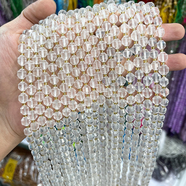 Natural Faceted Rock Crystal Beads, 7mm, 1 Strand, MBGEROC009