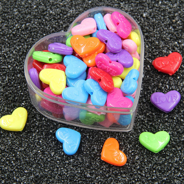 Perle acriliche di colore solido a forma di cuore, 500g, MBAC1097