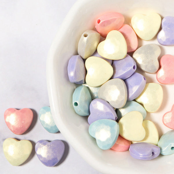 Heart-shaped Solid Color Acrylic Beads, 500g, MBAC1065