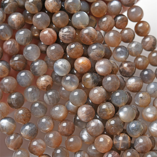 Perles de Sunstone Gris Naturel, 8/10mm, 1 Fil