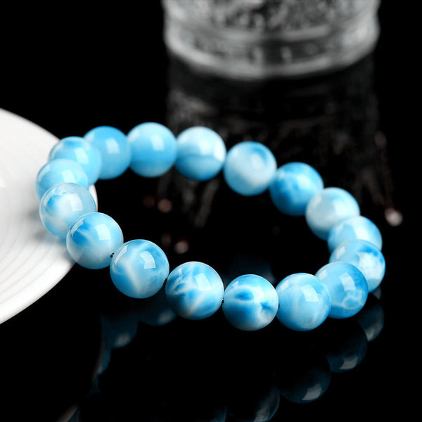 Natural Larimar Bracelet, 6/7/8/9/11/12/13/14/15mm